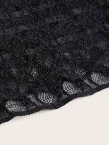 ROMWE Kawaii Contrast Lace Tie Front Cami Top, School - Black - View 4