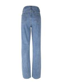 破洞直筒牛仔褲 - 淺色水洗藍 - 查看 2