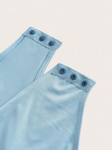 SHEIN BASICS Off Shoulder Solid Bodysuit - Baby Blue - View 3