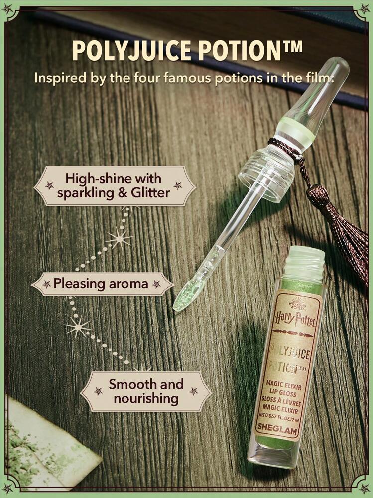 Harry Potter™ X SHEGLAM 哈利波特™靈藥唇彩-Polyjuice Potion™高光澤唇釉閃亮閃光保濕唇部護理減少唇部細紋光滑液體唇膏綠色唇彩 品牌 美容 化妝 化妝品 適合女性與女孩 完美搭配冬季春季 Y2K 時尚 流行 生日禮物 假期 派對準備就緒 最佳顏色 - Polyjuice Potion - 查看 5
