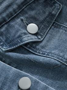 DAZY 纯色纽扣前开襟露脐牛仔抹胸上衣，适合节日穿着 - 中等水洗藍 - 查看 11