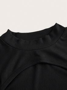 SHEIN ICON Bộ 3 áo liền thân dáng ôm mùa xuân, cổ khoét rỗng và tay áo ghép mảnh dành cho nữ - Nhiều màu - Xem 12