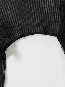 SHEIN Explorewe Tween Girl Solid Drop Shoulder Crop Jumper - Black - View 5