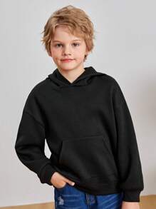 SHEIN Tween Boy Letter Graphic Drop Shoulder Sweatshirt - Black - View 3