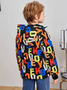 SHEIN Tween Boy Letter Graphic Padded Coat - Multicolor - View 2