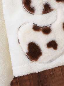 SHEIN Tween Girl Bear Pattern Hooded Teddy Jacket - Apricot - View 4