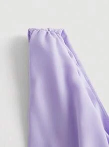 SHEIN MOD Vestido unicolor pecho con fruncido bajo con fruncido - Lila Púrpura - Ver 4