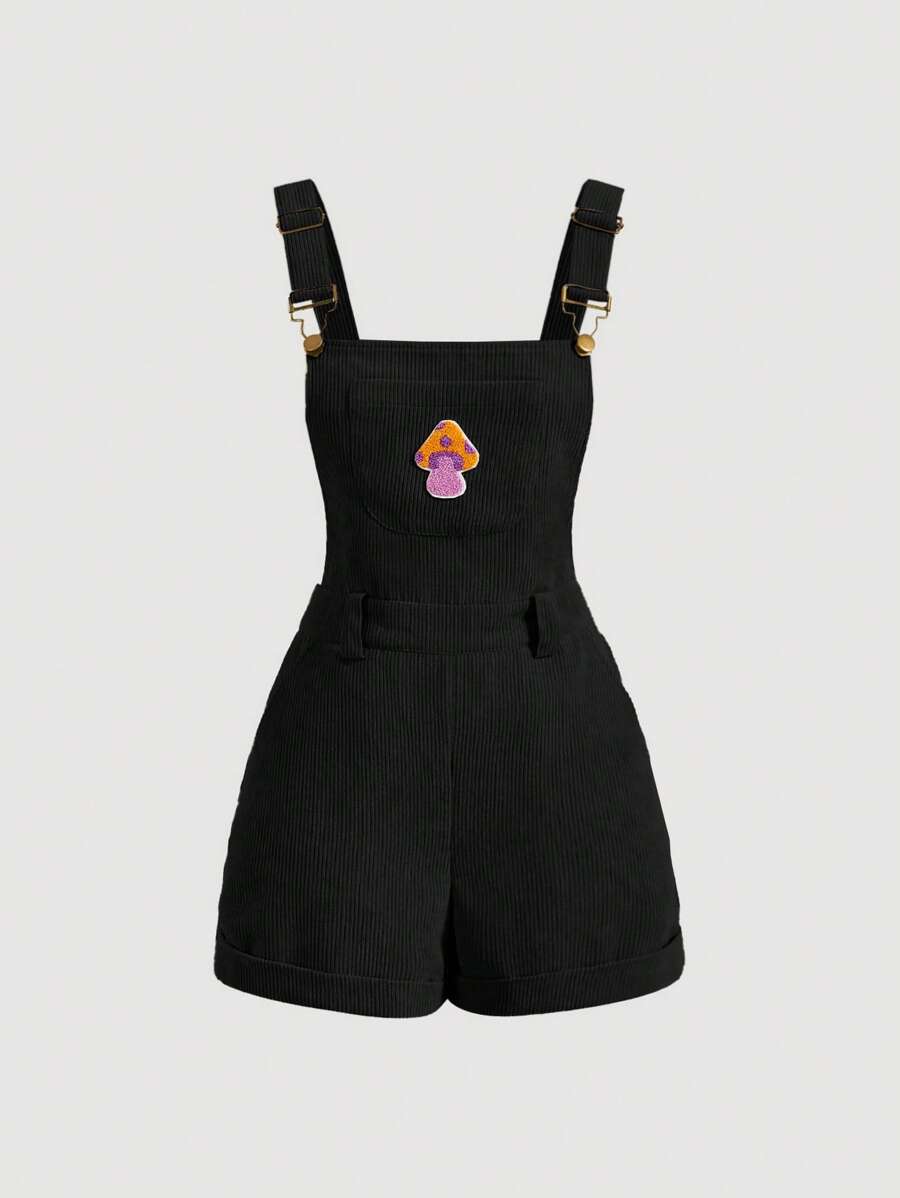 SHEIN MOD Nấm Đã vá Romper tổng thể Without Tee - màu đen - Xem 1