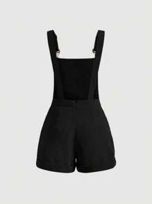 SHEIN MOD Nấm Đã vá Romper tổng thể Without Tee - màu đen - Xem 2