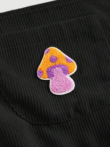 SHEIN MOD Nấm Đã vá Romper tổng thể Without Tee - màu đen - Xem 4