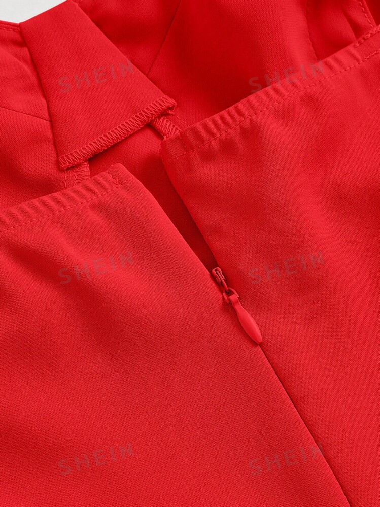 SHEIN MOD Vestido de tirantes bustier unicolor - Rojo - Añade 3