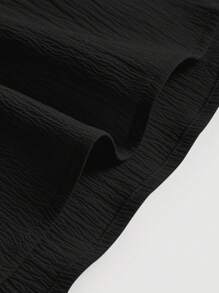 SHEIN MOD توب كامي أسود للصيف بكشكشة في الذيل وفيونكة كبيرة خلفية - الأسود - مشاهدة 3