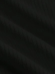 SHEIN MOD 素色蝴蝶袖T恤 - 黑色 - 查看 4