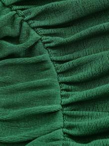 SHEIN MOD Camiseta con cordón trasero ribete en forma de lechuga fruncido delantero de manga amplia crop de cuello halter - Verde - Ver 4