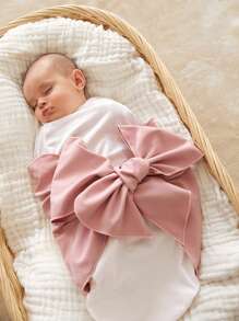 Cozy Pixies 1pc Baby Bow Decor Fabric Swaddling Blanket Love Valentine