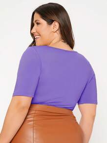 SHEIN BASICS 大碼素色大圓領連身背心 - 紫羅蘭色 - 查看 2