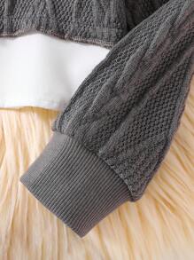 SHEIN Young Girl Contrast Collar 2 In 1 Sweatshirt - Dark Grey - View 4