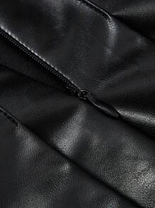 SHEIN Coolane 高腰PU皮革百褶半身裙 - 黑色 - 查看 3