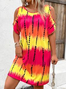 SHEIN LUNE 大碼紮染挖肩連衣裙 - 彩色 - 查看 5