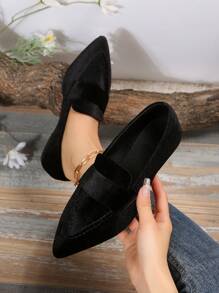 Women's Comfortable Black Loafers Flat Shoes, Versatile For Summer - Black - View 3