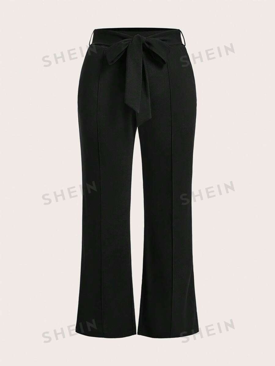 SHEIN LUNE Plus Pantaloni de vară evazați, plini de vară, pentru femei - Negru - Vizualizare 1