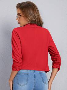 SHEIN Privé Shawl Collar Open Front Blazer Without Cami Top In Fall/Winter - Red - View 2