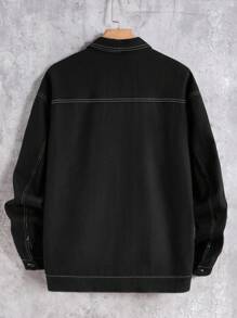 Manfinity RebelGame Men's Oversized Top-Stitching Drop Shoulder Jacket Without Hoodie - Black - View 2