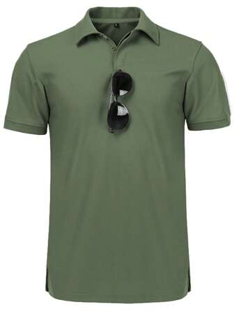 Homens Sólido Split Hem Camiseta Polo