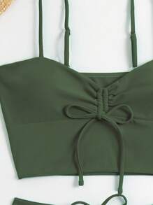 Women Tankinis Simpul Plain Anggun - Hijau Tentara - View 5