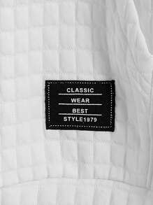 GENTILAND 男士宽松字母贴袋鼠口袋落肩连帽衫 - 白色 - 查看 4