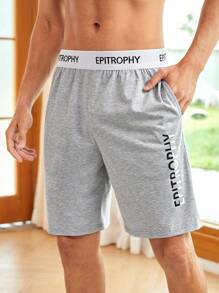 Men Letter Graphic Sleep Shorts