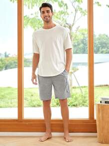 Men Letter Graphic Sleep Shorts