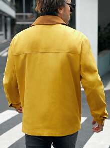 GENTILAND 寬鬆版型男士字母拼接拉鍊外套,不含t恤 - 黃色 - 查看 2