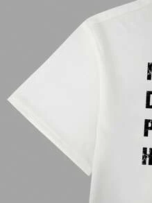 Manfinity Homme Men Plus Slogan Graphic Tee - White - View 4