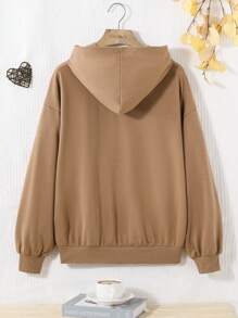 SHEIN Teen Girl Sunflower Print Drop Shoulder Sweatshirt - Khaki - View 2