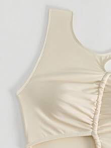 SHEIN 鏤空褶邊連體泳衣