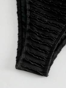 Swim SXY Smocked Halter Triangle Bikini Set With Beach Skirt,Summer Beach - Black - View 5