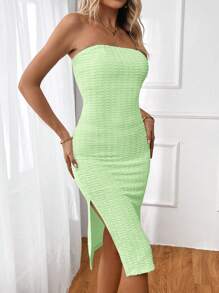 SHEIN Essnce Split Thigh Tube Bodycon Dress