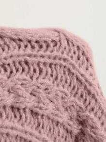 Dazy-Less Cable Knit Drop Shoulder Sweater