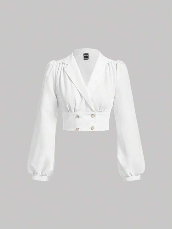 SHEIN MOD Bluză crop dublu-sână cu decolteu cu rever