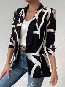 Firerie Graphic Print Shawl Neck Blazer In Fall/Winter - Multicolor - View 4