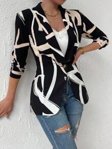 Firerie Graphic Print Shawl Neck Blazer In Fall/Winter - Multicolor - View 5