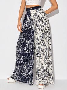 Kechena Designs 人像圖案闊腿褲 - 彩色 - 查看 4