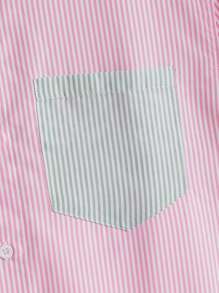 GENTILAND 男士條紋印花撞色口袋貼布襯衫 - 彩色 - 查看 4