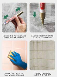 1pc Seam Filler Pen For Ceramic Tile Paint Repair, Home Grout Gap Repair, Color Changing - White - View 4