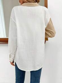 SHEIN LUNE Hai âm Thả vai Vá Túi Áo sơ mi - Nhiều màu - Xem 2