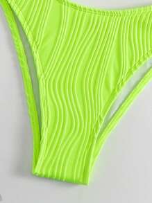 Conjunto de bikini con aros en verde lima neón para traje de baño de verano en la playa - Verde Lima - Ver 5