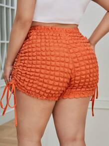 SHEIN Essnce Talla grande Shorts biker con cordón lateral - Naranja - Ver 2