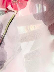 Plus Floral Print Open Front Kimono - Apricot - View 6