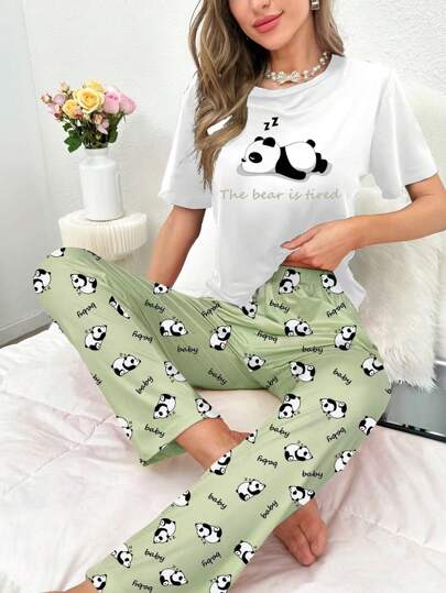 Slogan Graphic PJ Set Pajama